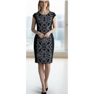 MELROSE SOCIAL‎ Size 14 Shift Dress Career Sheath Sparkle Printed